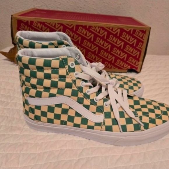 Vans Sk8 Hi Men 10 Checkerboard Light Green White Classic Retro 032026 - Picture 5 of 9